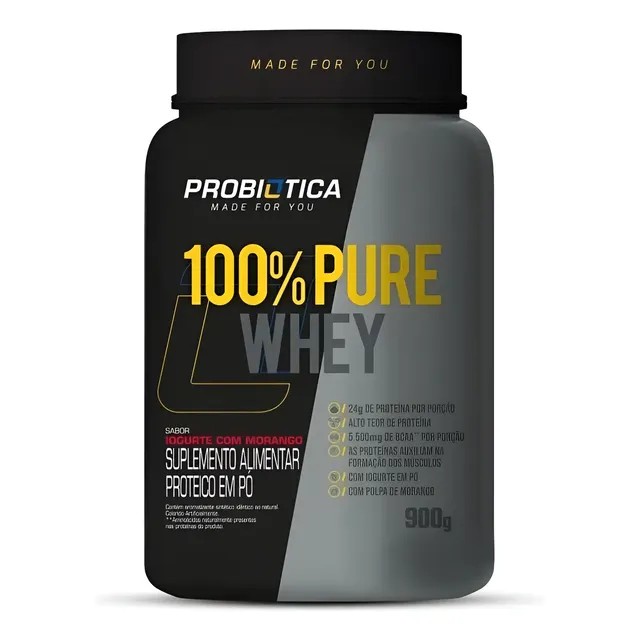 100% Pure Whey Protein 900g, Probiótica (Araki Suplementos)