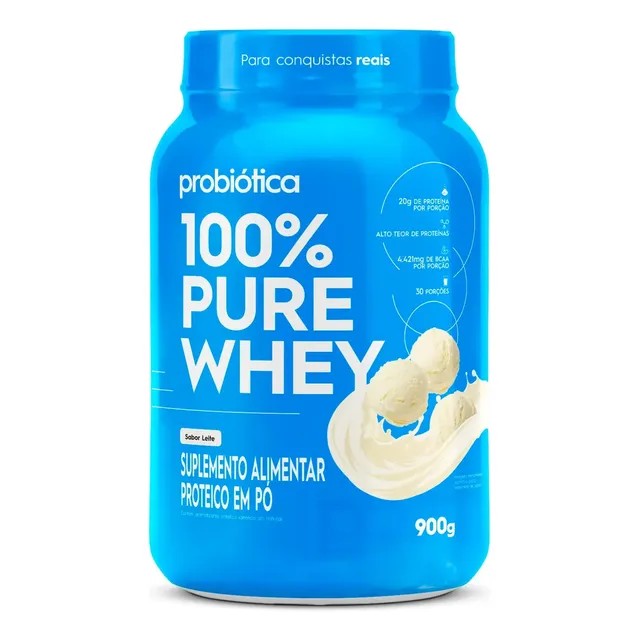 Whey Protein Probiótica 100% Pure Whey, sabor leite, 900g (HARD EXTREME)