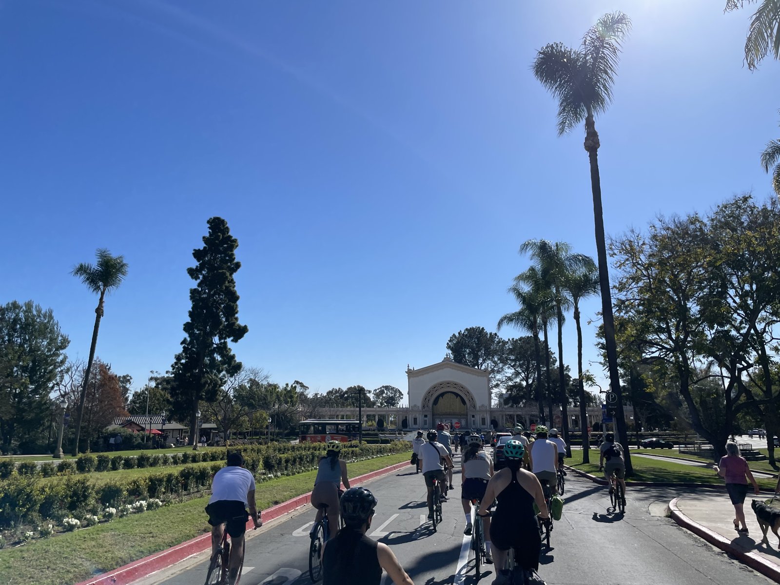 Grupo de pessoas pedalando juntas em um parque