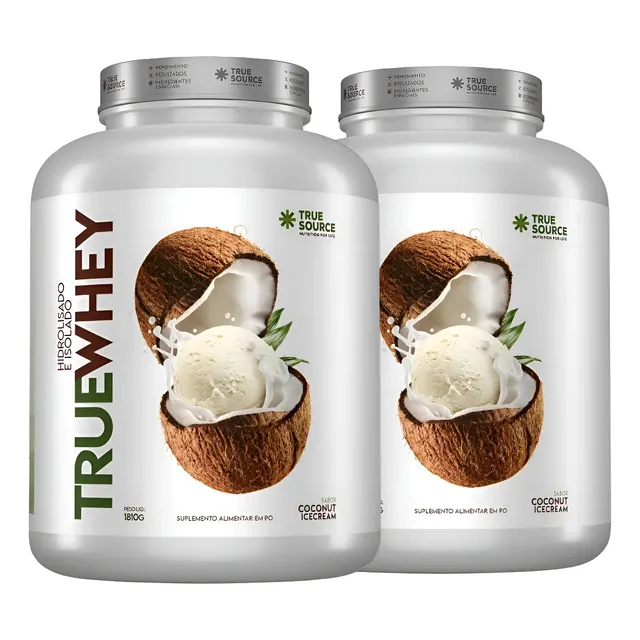 Kit 2 Whey Protein Isolado Coconut 1,8kg True Source